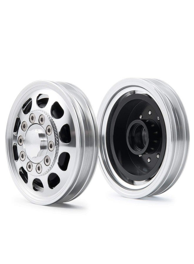 Que-T 2pcs Metal Front Beadlock Wheel Rims Wheel Hubs for 1: 14 Tamiya RC Climbing Trailer Cargo Truck - Image 4